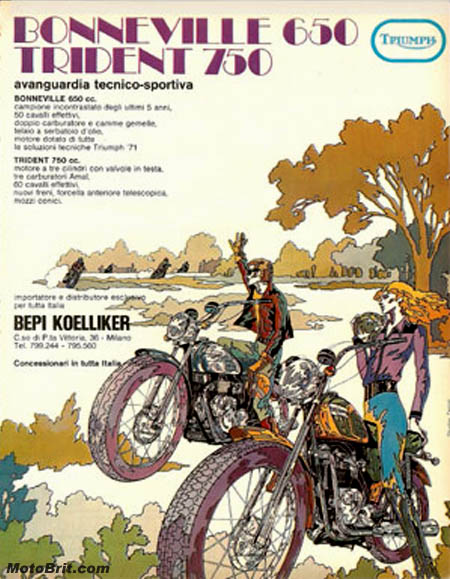 1971 Triumph 650 & 750 Italian ad